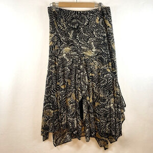 VTG Ice Womens Sheer Mesh Asymmetrical Midi Skirt Sz L Fairy Grunge Boho Stretch